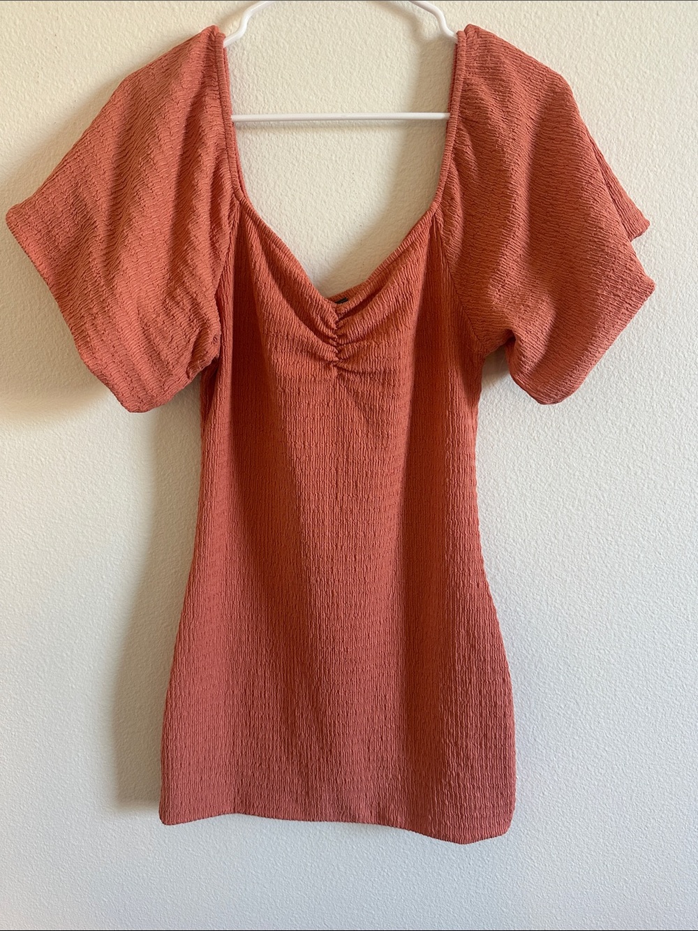 O’NEILL Women's Rust Textured Puff-Sleeve Dress